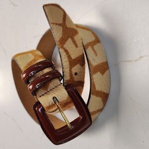 WCM New York Belt Hairon Giraffe Print Tan Brown